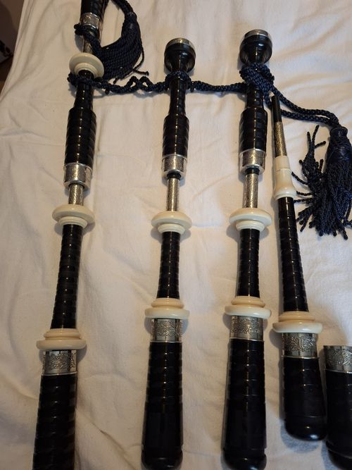 Fletcher Bagpipes Imitation Nickal and Ivory — image 7