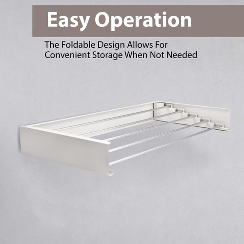 2 x 100CM Wall Mounted Airer Towel Drying Rack Extendable Folding Clothes Dryer — image 3