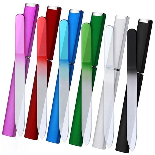 Crystal Glass Nail File With Hard Case Manicure Pedicure Tool Random Colour UK — image 2