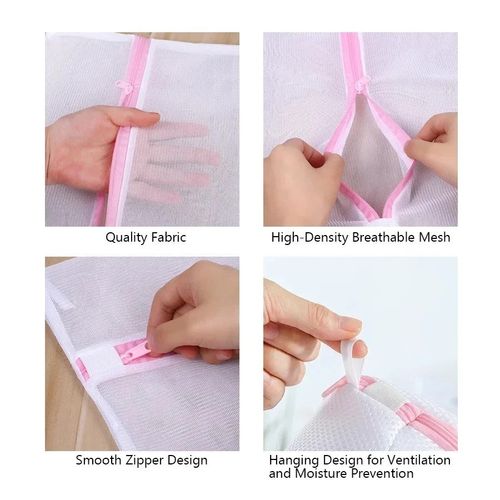 3x Zipped Laundry Washing Machine Mesh Net Bra Socks Lingerie Underwear Wash Bag — image 3