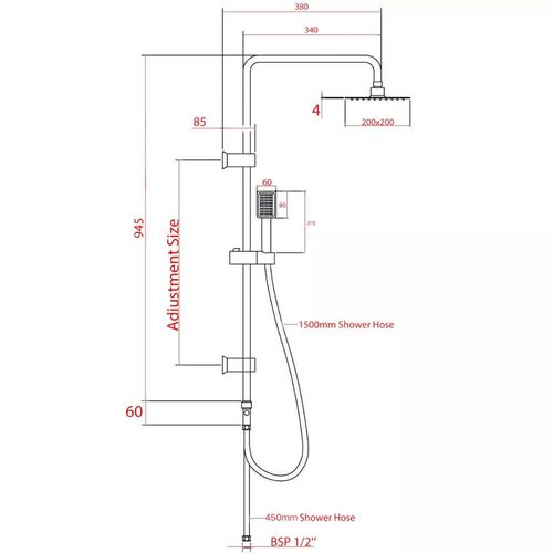 Large Shower Kit Twin Head Waterfall Chrome Adjust Riser Rail Chrome Square Set — image 2