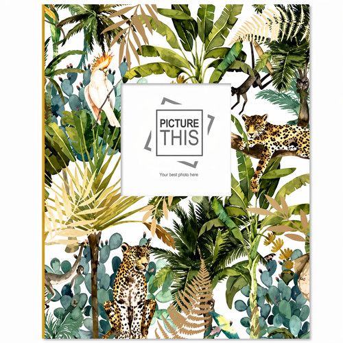 6" x 4" Photo Album Slip in 200 Pockets Jungle Design Cover Family Photographs