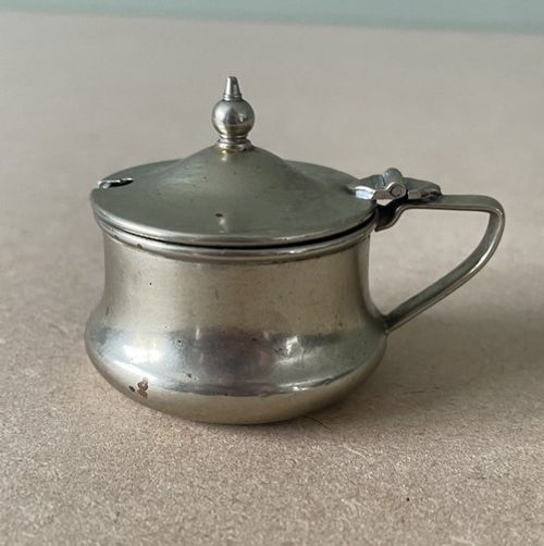 Vintage Silver Plated Lidded Mustard Pot With Cobalt Blue Glass Liner Insert