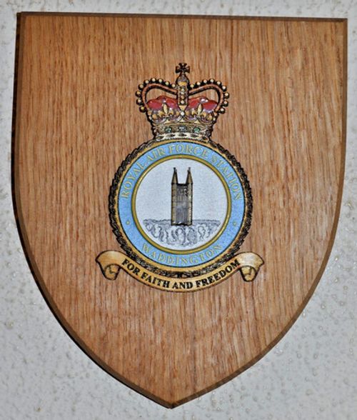 Royal Air Force Station Waddington mess wall plaque shield RAF