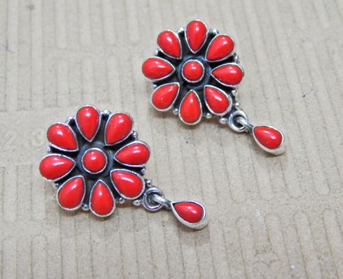Coral Earrings stud 925 sterling silver Wedding Vintage Earrings gift for her — image 5
