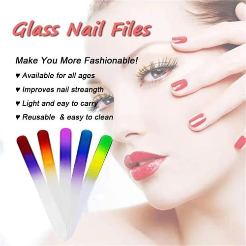 Crystal Glass Nail File With Hard Case Manicure Pedicure Tool Random Colour UK — image 7