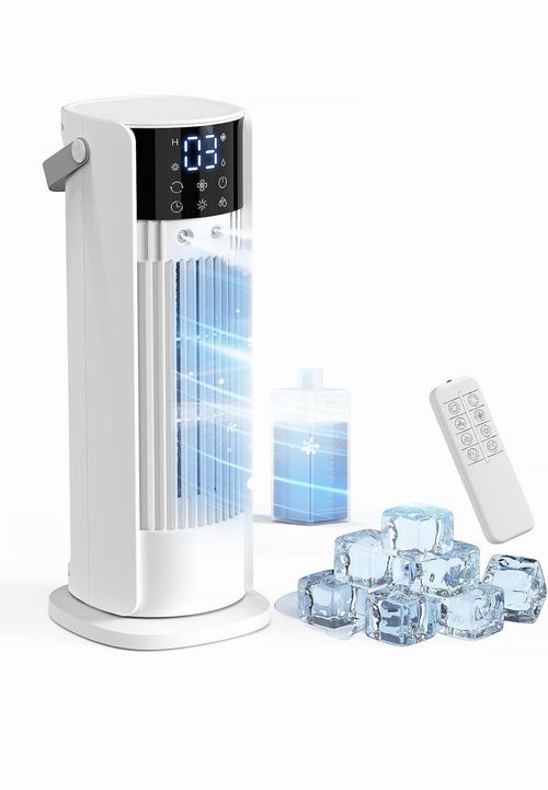 Portable Evaporative Air Cooler 920ml Tank White Remote Timer Oscillation LED — image 3