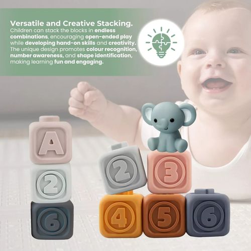 Kyoot 7pcs Silicone Baby Building Blocks Stacking Nesting BPA-Free Teething Toy — image 2