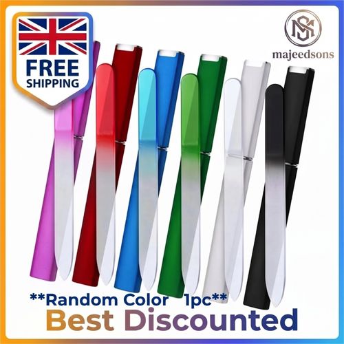 Crystal Glass Nail File With Hard Case Manicure Pedicure Tool Random Colour UK — image 1