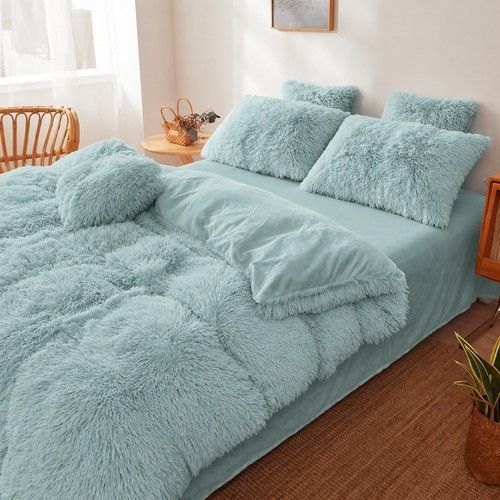 Fluffy Long Faux Fur Duvet Cover Shaggy Teddy Fleece Soft Warm Winter Bedding