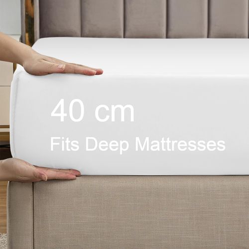 Extra Deep 40 CM Fitted Sheet Single Double King Super King Size Bed Sheets Uk — image 1