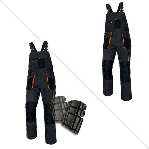 Heavy Duty Mens Work Overalls Bib & Brace Poly Cotton Knee Pad Option EU44?64 UK