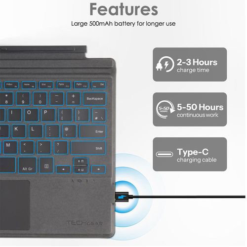Surface Keyboard for Microsoft Surface Pro 7 6 5 4 3 BackLit Keyboard Cover — image 8