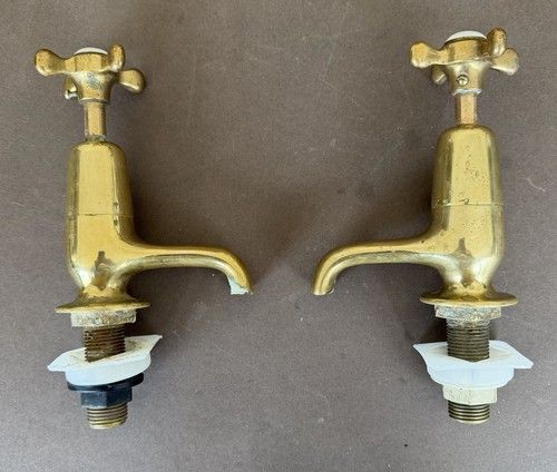 A Pair of Bolding’s Bare Brass Basin Taps, Edwardian, Reclaimed