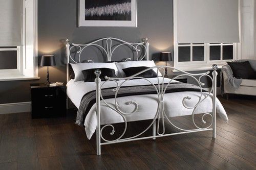 4ft6 Double Bed Frame Black or White Deluxe Metal Bed  Easy Assembly  Reinforced