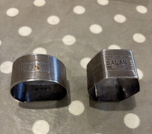 Pair Of Solid Silver Napkin Rings Hallmarked Around 46g