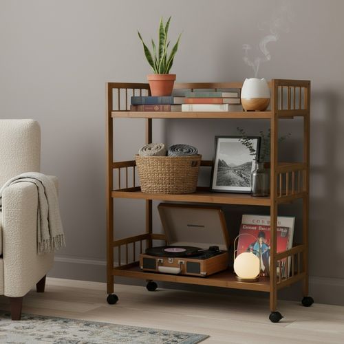 3 Tier Serving Trolley On Wheels Kitchen Office Storage Cart Tea Coffee Drinks — image 5