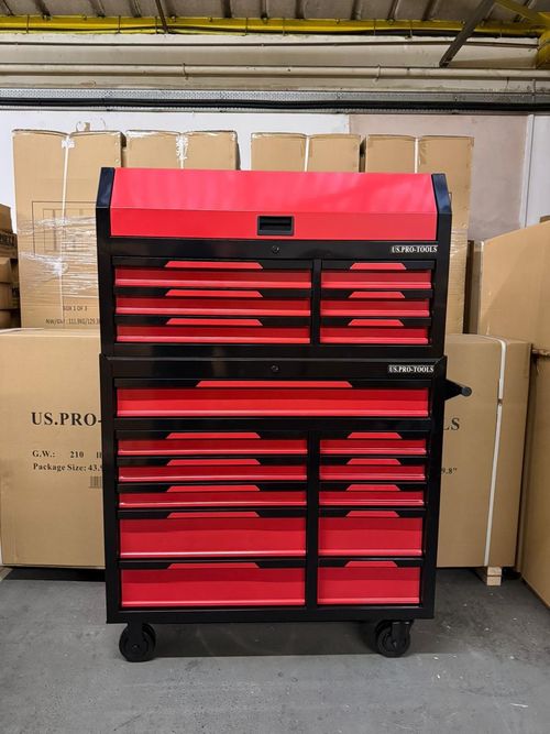 US PRO TOOL CHEST CABINET BOX SPECIAL EDITION! RED BLACK SOFT CLOSE DRAWERS 42" — image 1