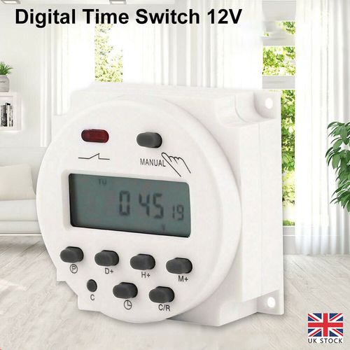 DC 12V 16A LCD Digital Timer Switch Electronic Power Programmable Time Relay UK — image 1
