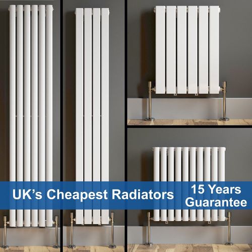 Designer Radiator Vertical Horizontal White Flat Panel Oval Column Double Rads — image 1
