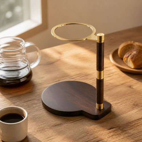 Wooden Pour-over Coffee Stand Solid Wood for Office Beverage Area — image 3