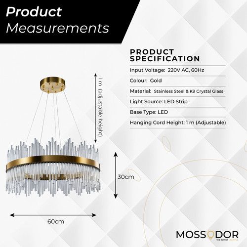 Crystal Chandelier K9 Ceiling Light LED Lighting Modern Living Room Lamp