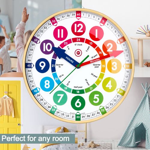 Children’s Learning Large 12” Wall Clock  Safe Acrylic Face, Silent Sweep — image 4