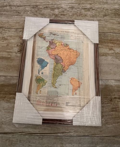 Framed Antique French South America Map Wall Art