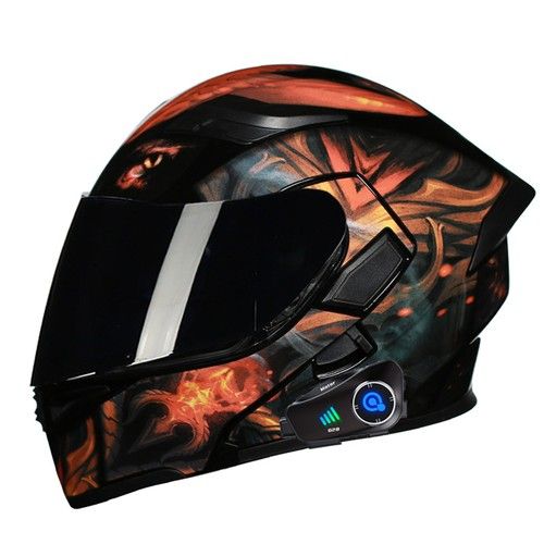 BT Motorcycle Helmet Built-in Camera Dual Visors Modular Motorbike Helmet