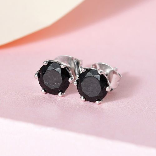 Black Tourmaline Studs earrings Round Solitaire 925 Sterling Silver 6 Prong — image 10