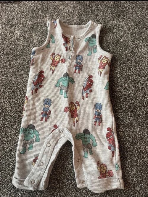 Mixed Brands 5pc Baby Babygrow/Playsuit Bundle 0-3M Fleece Marvel Footed Zip — image 3