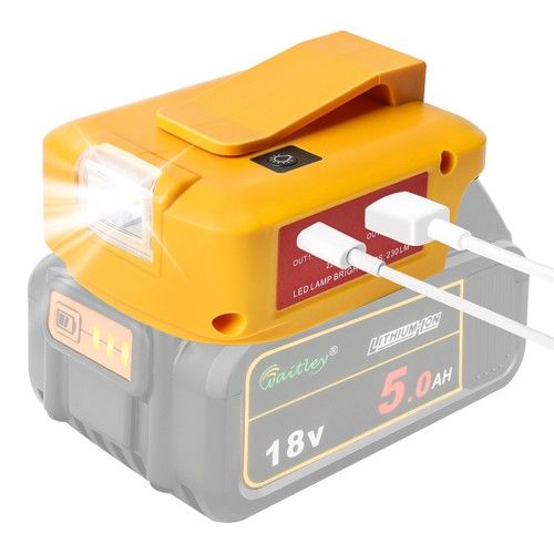 Power Source USB Type C Battery Adapter LED Phone Charger for Dewalt 18v Battery