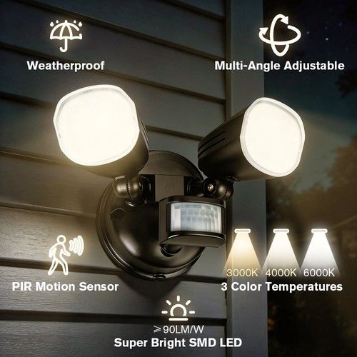 300W LED Flood Light with PIR Motion Sensor 40000lm Security Outdoor Wall Light