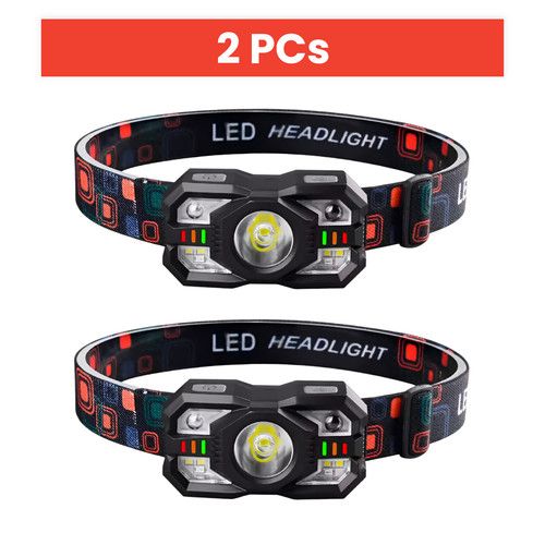 LED Head Torch Rechargeable Motion Sensor Headlamp Waterproof for Night Use