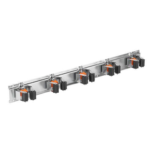Wall Mount Tool Holder Rail 5 Grip Garage Garden Shed Storage Rack 50cm Steel