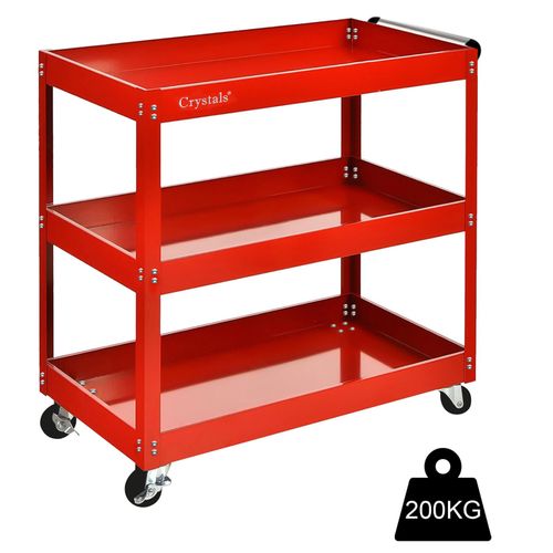Tool Storage Heavy Duty Garage Trolley Workshop 3 Tier Wheel Cart DIY Red UK — image 2