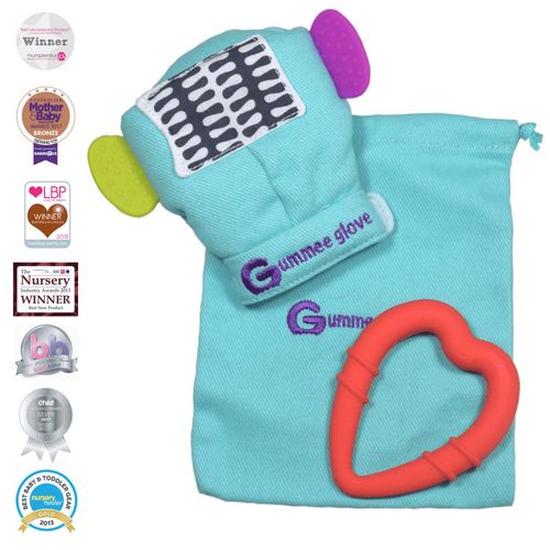 Gummee Glove Teething Mitten Turquoise 3-6 Month Teether Baby Hand Protection — image 3