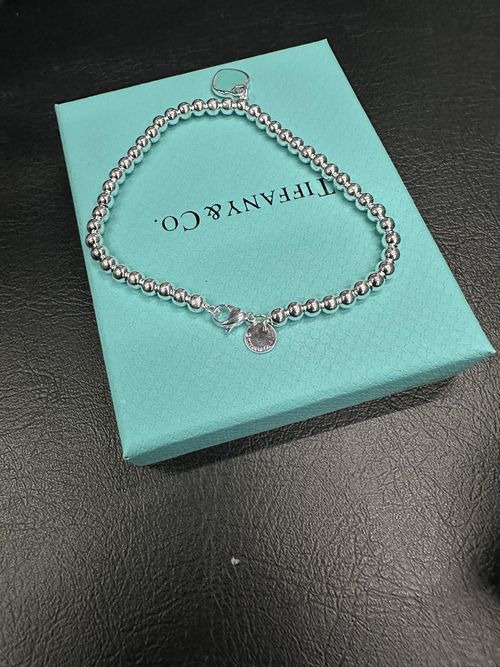 Tiffany Blue Heart Tag Bead Bracelet Silver, 18 cm — image 5