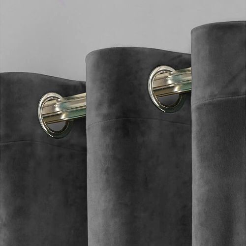 Thick Heavy Velvet Curtains PAIR of Eyelet Ring Top Fully Lined Ready Made  — image 6