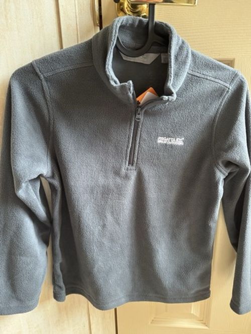 Regatta Hot Shot II Kids Fleece Grey 1/4 Zip Outdoor Pullover Age 7/8 BNWT