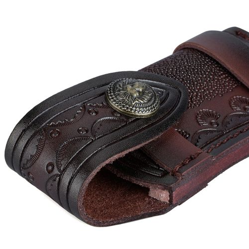 4in Folding Knife Case Sheath Leather Storage Pouch With Snap Closure Belt Loop — image 11