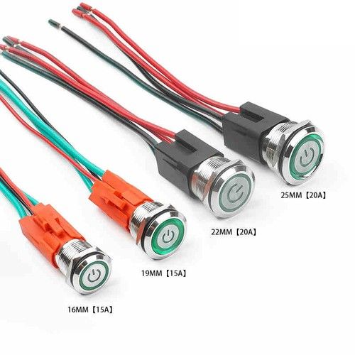 12-25mm Metal Push Button Switch Momentary Latching LED Illuminated ON/OFF 220V