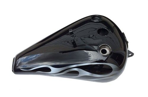 Project Bobber Chopper Custom Large Style Twin Cap Motorcycle Fuel Tank Flames