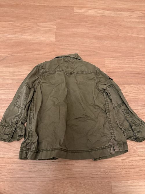 Boys Jacket 12-18 Months H&M Green Cotton Long Sleeve Button Up Collared Pockets — image 2