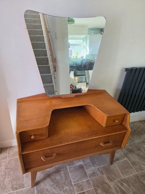 Vintage 1950s G Plan Brandon Oak Dressing Table E Gomme Flared Mirror Desk