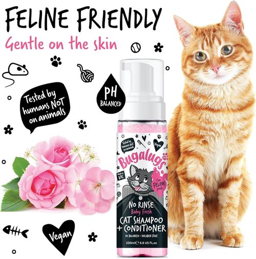 No Rinse Cat Shampoo & Conditioner 200ml Bugalugs Baby Fresh Fragrance Waterless — image 8