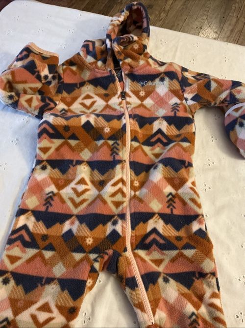 Columbia Baby Snowtop II Fleece Bunting Peach Girls 12-18 M Southwestern Aztec — image 3