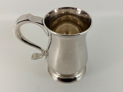 GEORGE III SOLID SILVER PLAIN TANKARD MUG NEWCASTLE 1769 367G BY JOHN LANGLANDS
