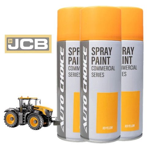 JCB YELLOW Gloss Tractor Spray Paint Aerosol Rattle Can JCB Yellow  - 400ml x3