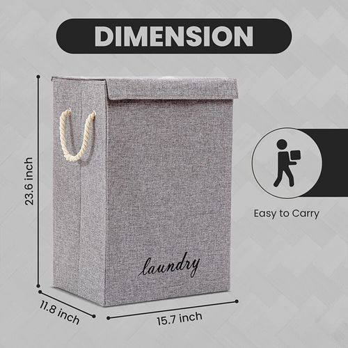 Laundry Basket Folding Bin Bag Hamper With Lid 72L Dirty Washing Clothes Storage — image 2